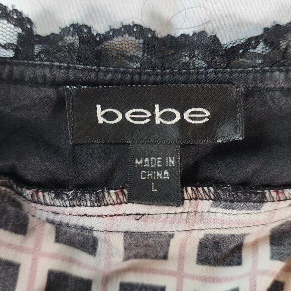 Bebe corset bustier geometric print lace trim strapless top size L - Picture 9 of 9